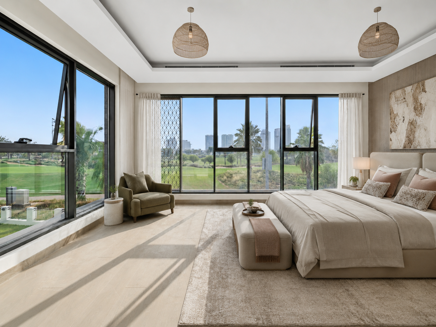 Concept rendering — Master bedroom at The Golf House