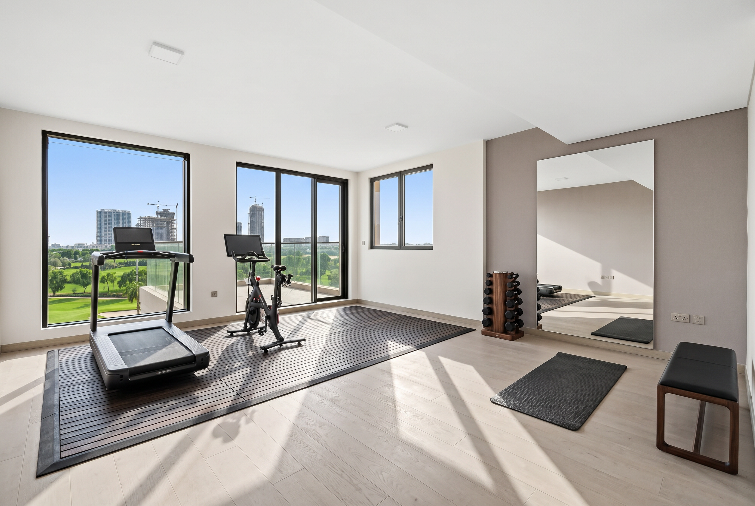 Concept rendering of the flexible upper room styled as a private home gym