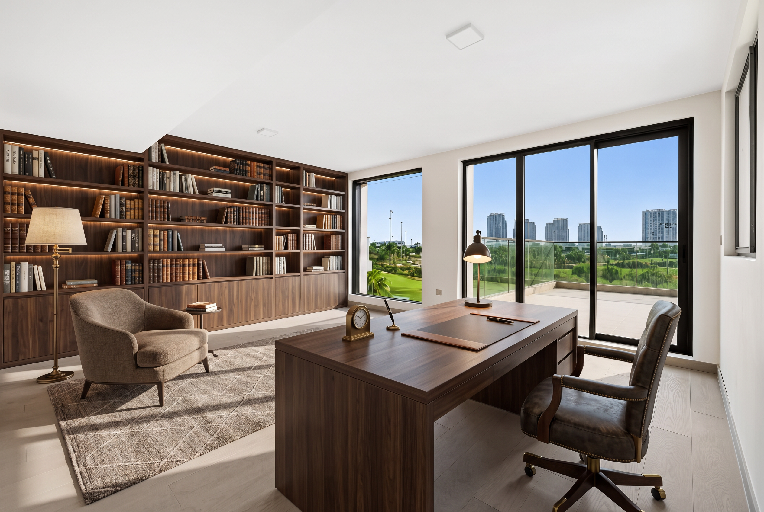 Concept rendering of the flexible upper room styled as a library and executive study